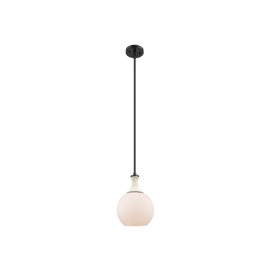 Innovations Astor 1Lt 8" Stem Mini Pendant, BK/WH - 415-1SR-BK-G121-8