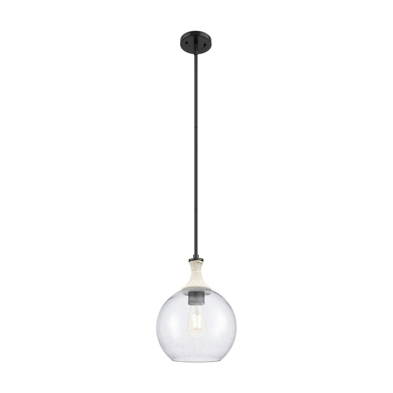 Innovations Astor 1Lt 10" Stem Mini Pendant, BK/WhiteSD - 415-1SR-BK-G124-10
