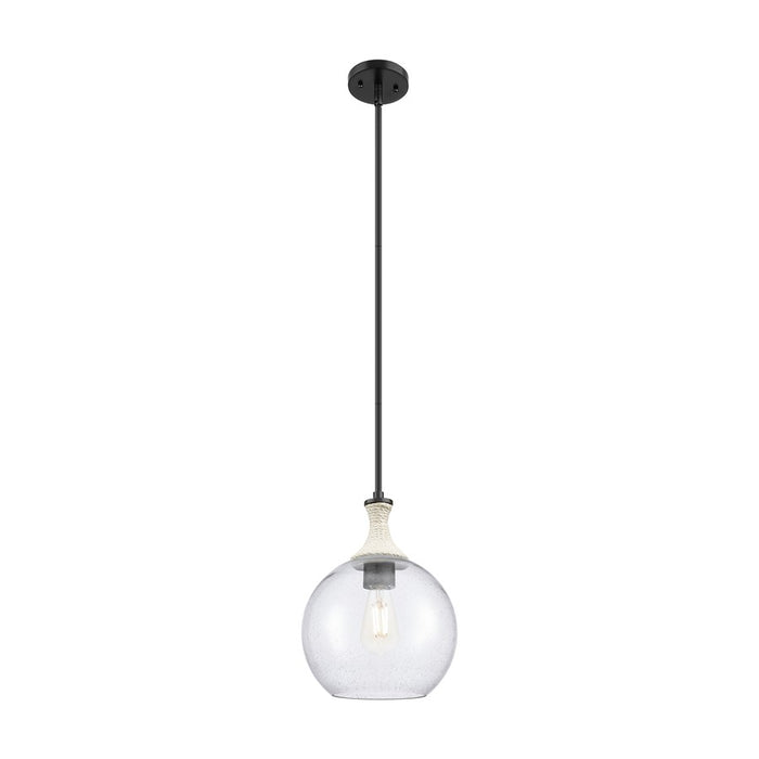 Innovations Astor 1Lt 10" Stem Mini Pendant, BK/WhiteSD - 415-1SR-BK-G124-10