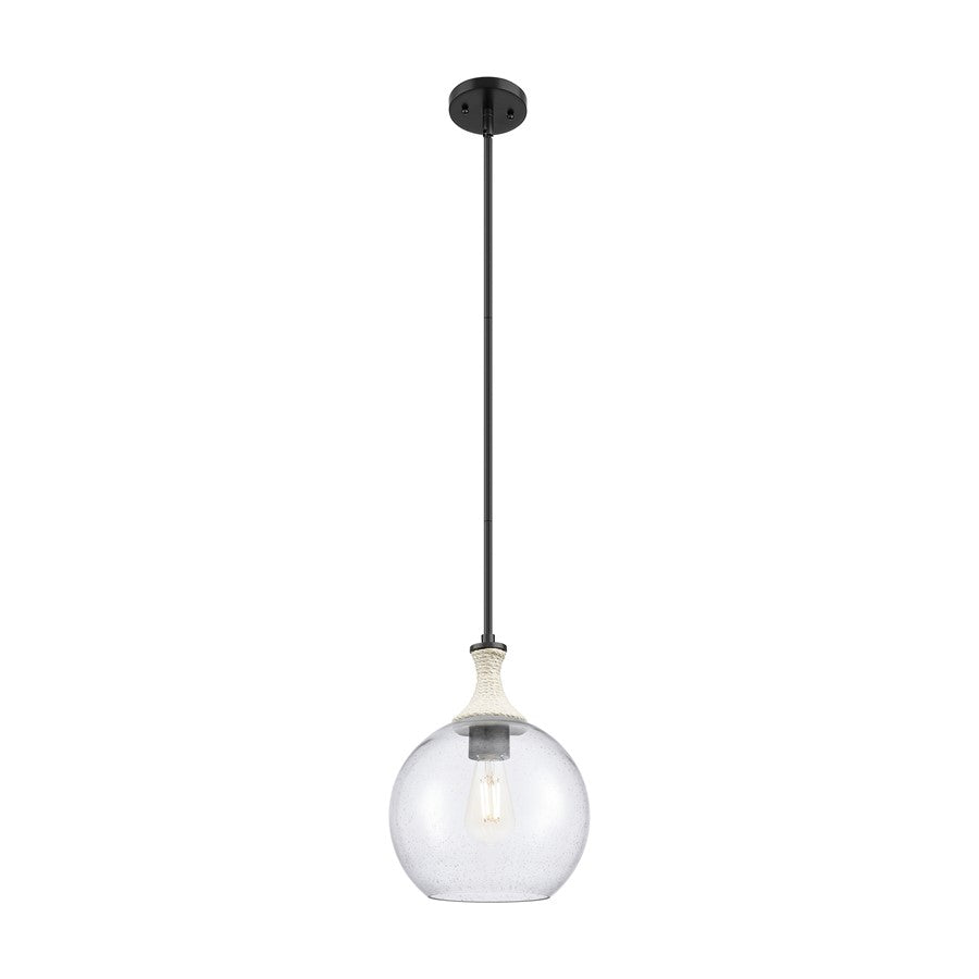 Innovations Astor 1Lt 10" Stem Mini Pendant, BK/WhiteSD - 415-1SR-BK-G124-10