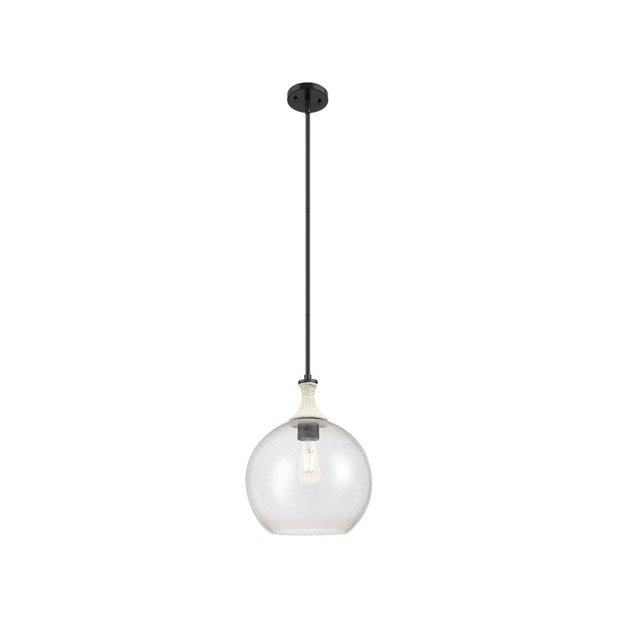 Innovations Astor 1Lt 12" Stem Mini Pendant, BK/WhiteSD - 415-1SR-BK-G124-12