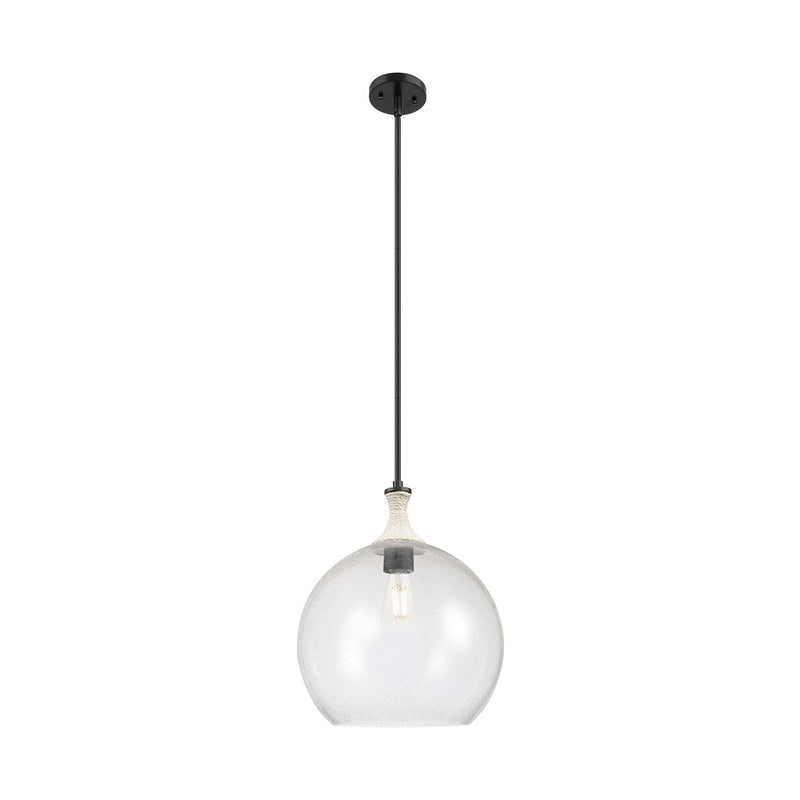Innovations Astor 1Lt 14" Stem Pendant, BK/WhiteSD - 415-1SR-BK-G124-14