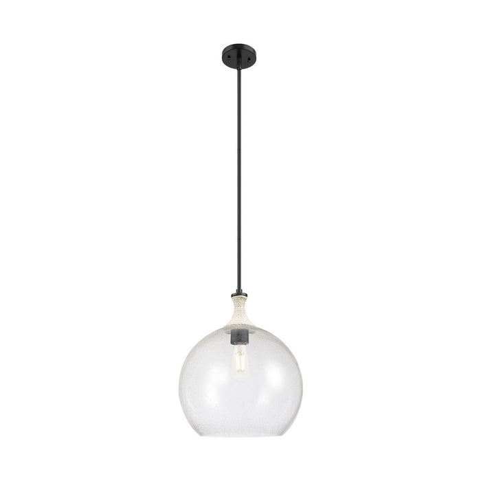 Innovations Astor 1Lt 14" Stem Pendant, BK/WhiteSD - 415-1SR-BK-G124-14