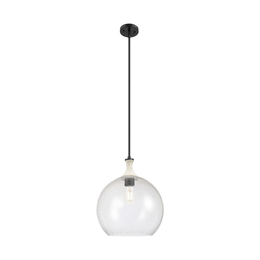 Innovations Astor 1Lt 14" Stem Pendant, BK/WhiteSD - 415-1SR-BK-G124-14