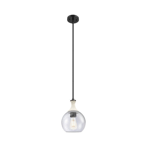 Innovations Astor 1Lt 8" Stem Mini Pendant, BK/WhiteSD - 415-1SR-BK-G124-8