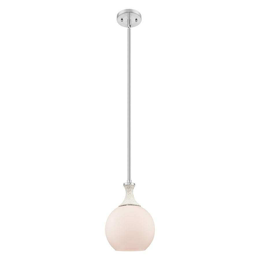 Innovations Astor 1Lt 8" Stem Mini Pendant, SN/WH - 415-1SR-SN-G121-8