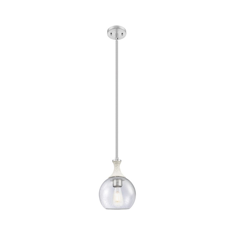 Innovations Astor 1Lt 8" Stem Mini Pendant, SN/WhiteSD - 415-1SR-SN-G124-8