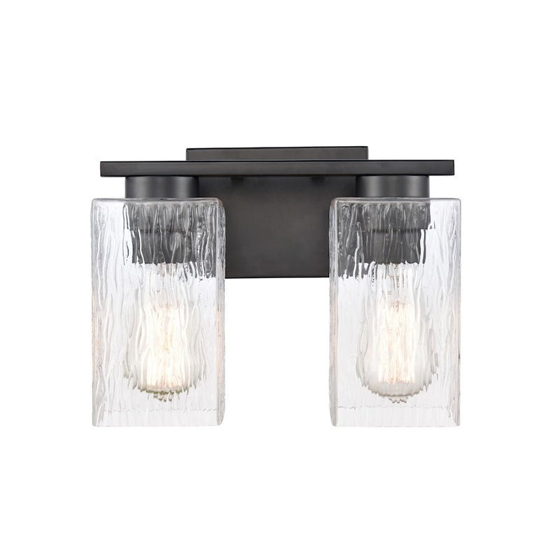 Innovations L-LED Juneau Bath Vanity, MB/Clear Rippled 2W