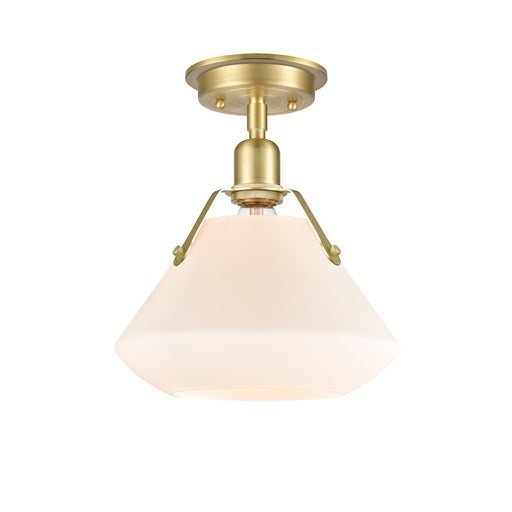 Innovations Luna 1 Light LED Flush Mount, S Brass White/Cone