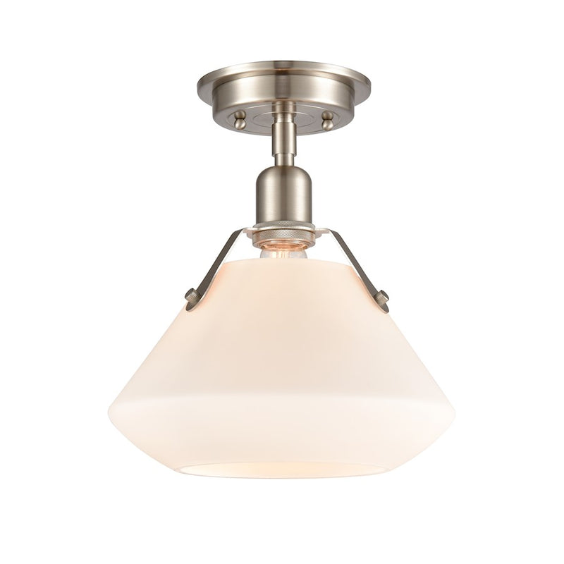 Innovations Luna 11.75in 1-Light Flush Mount | Retro Satin Nickel and White Glass | Bedroom & Hallway Accent Light | Model 422-1F-SN-10W-LED