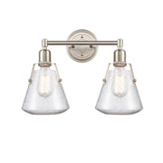 Innovations Luna 18in 2-Light LED Vanity | Retro Industrial Satin Nickel and Seedy Glass | Bathroom Vanity Light | Model 422-2W-SN-7SDY-LED