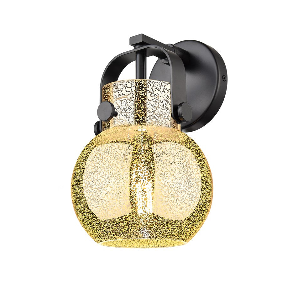 Innovations Pilaster II Sphere 1Lt 7" Sconce, Black/Mercury - 423-1W-BK-G410-6ME