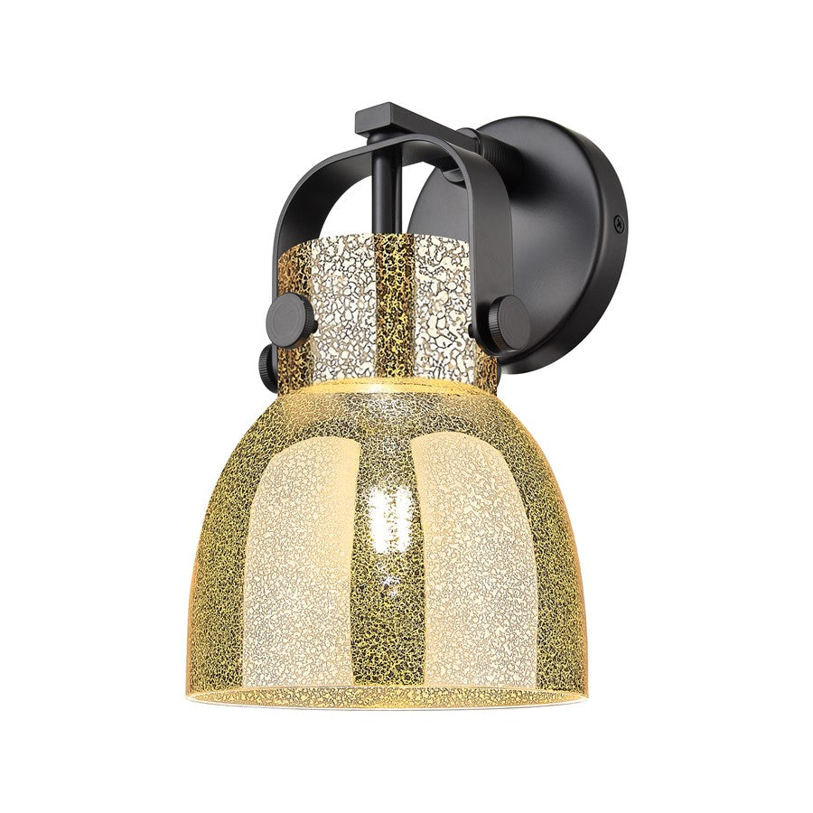 Innovations Pilaster II Bell 1Lt 7" Sconce, Black/Mercury - 423-1W-BK-G412-6ME