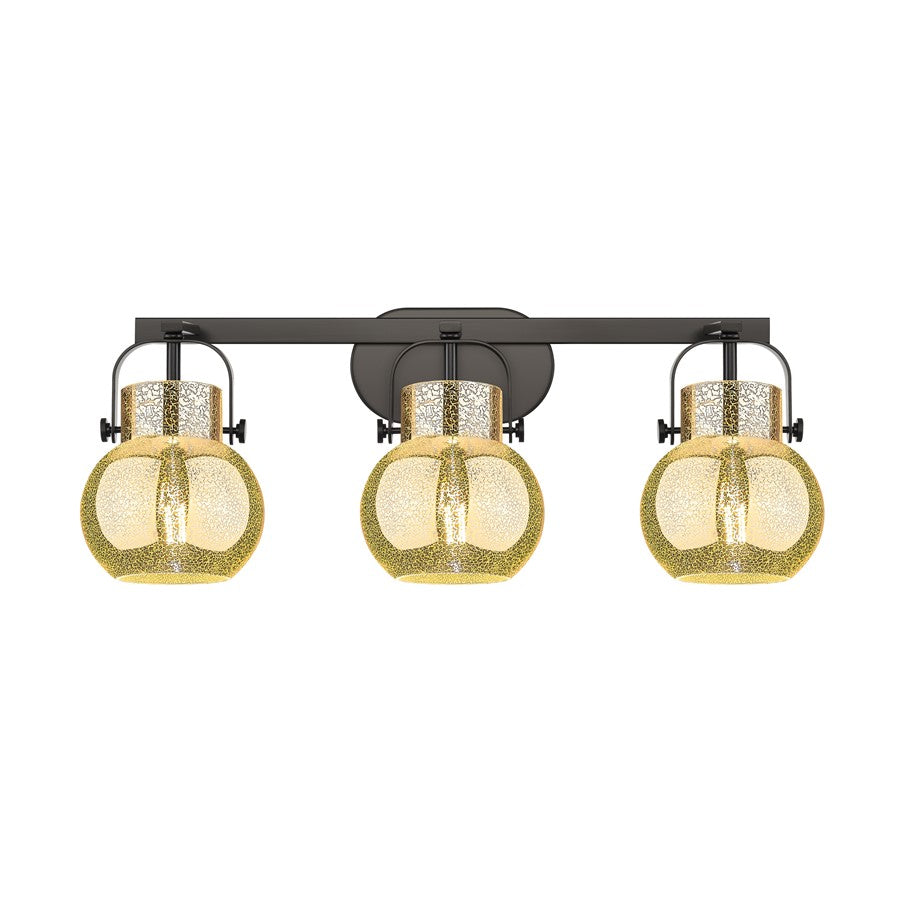 Innovations Pilaster II Sphere 3Lt 27" Bath, Black/Mercury - 423-3W-BK-G410-6ME