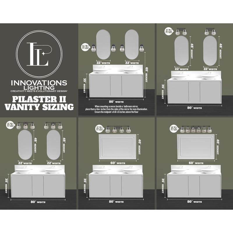 Innovations Pilaster II Sphere 3Lt 27" Bath, Satin Nickel/Mercury