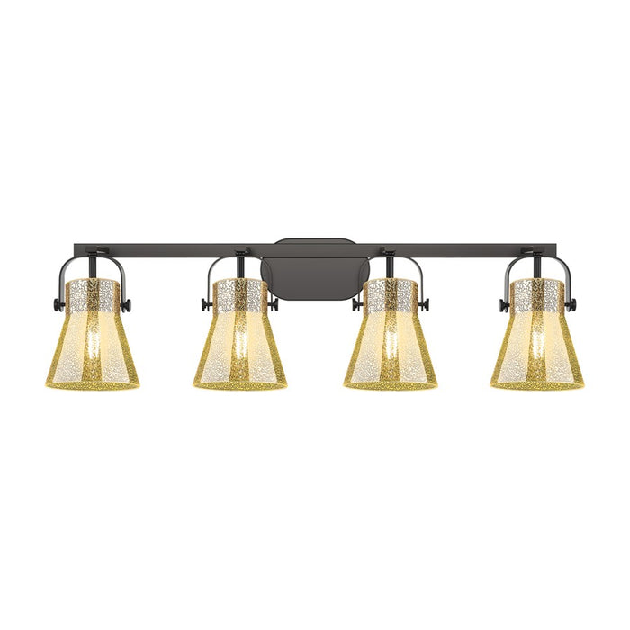 Innovations Pilaster II Cone 4Lt 37" Bath, Black/Mercury - 423-4W-BK-G411-6ME