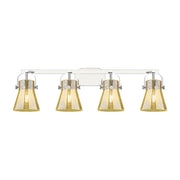 Innovations Pilaster II Cone 4Lt 37" Bath, Chrome/Mercury - 423-4W-PC-G411-6ME