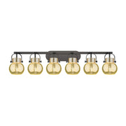 Innovations Pilaster II Sphere 6Lt 46" Bath, Black/Mercury - 423-6W-BK-G410-6ME