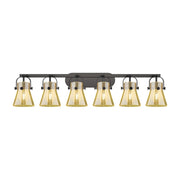 Innovations Pilaster II Cone 6Lt 46" Bath, Black/Mercury - 423-6W-BK-G411-6ME