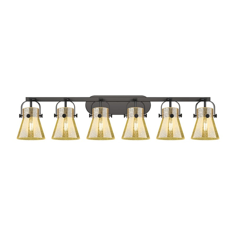 Innovations Pilaster II Cone 6Lt 46" Bath, Black/Mercury - 423-6W-BK-G411-6ME