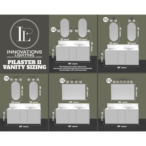 Innovations Pilaster II Cone 6Lt 46" Bath, Black/Mercury