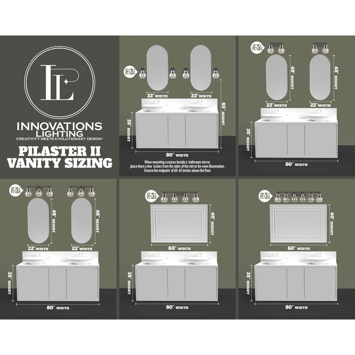 Innovations Pilaster II Sphere 6Lt 46" Bath, Polished Nickel/Mercury