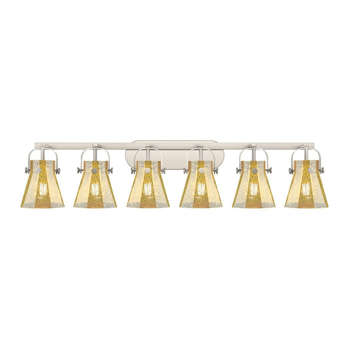 Innovations Pilaster II Cone 6Lt 46" Bath, SN/Mercury - 423-6W-SN-G411-6ME