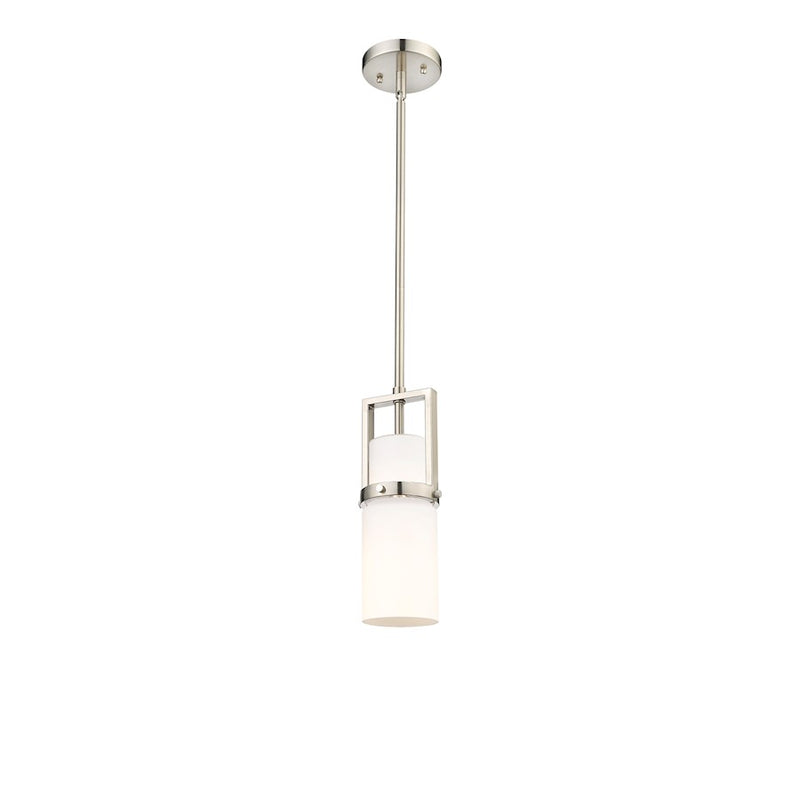 Innovations Utopia 1 Lt 8" Stem Pendant, Satin Nickel/White