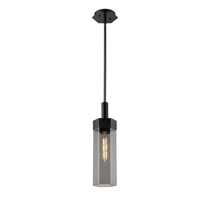 Innovations Claverack 1 Lt 14" Stem Pendant, Black/P Smoke