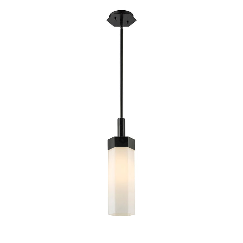 Innovations Claverack 1 Lt 14" Stem Pendant, Black/White