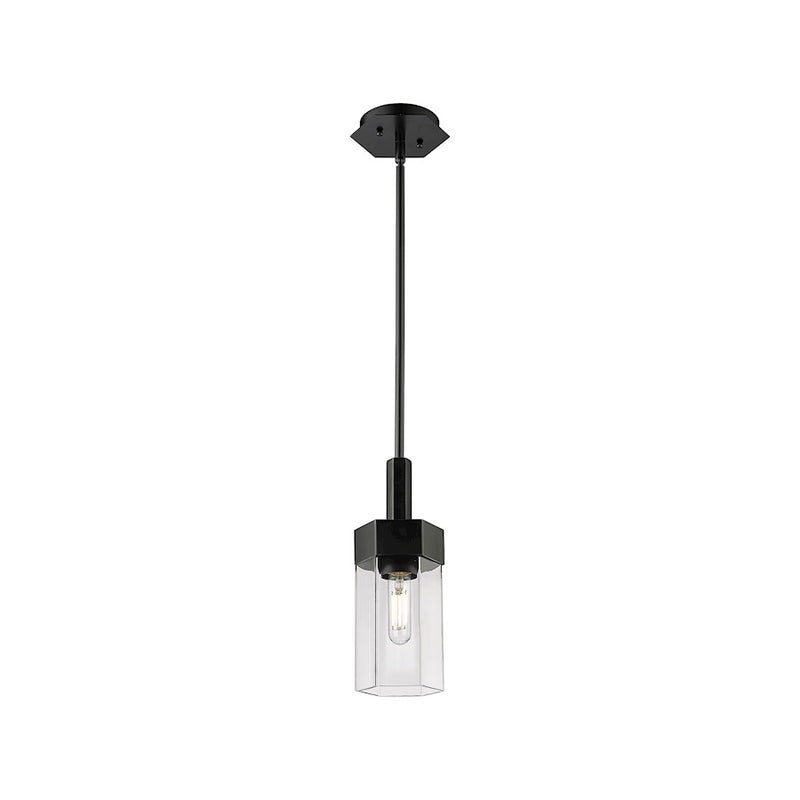 Innovations Claverack 1 Lt 9" Stem Pendant, Black/Clear