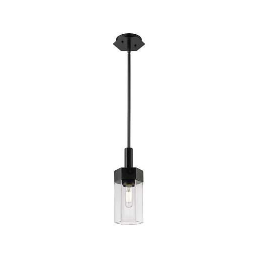 Innovations Claverack 1 Lt 9" Stem Pendant, Black/Clear