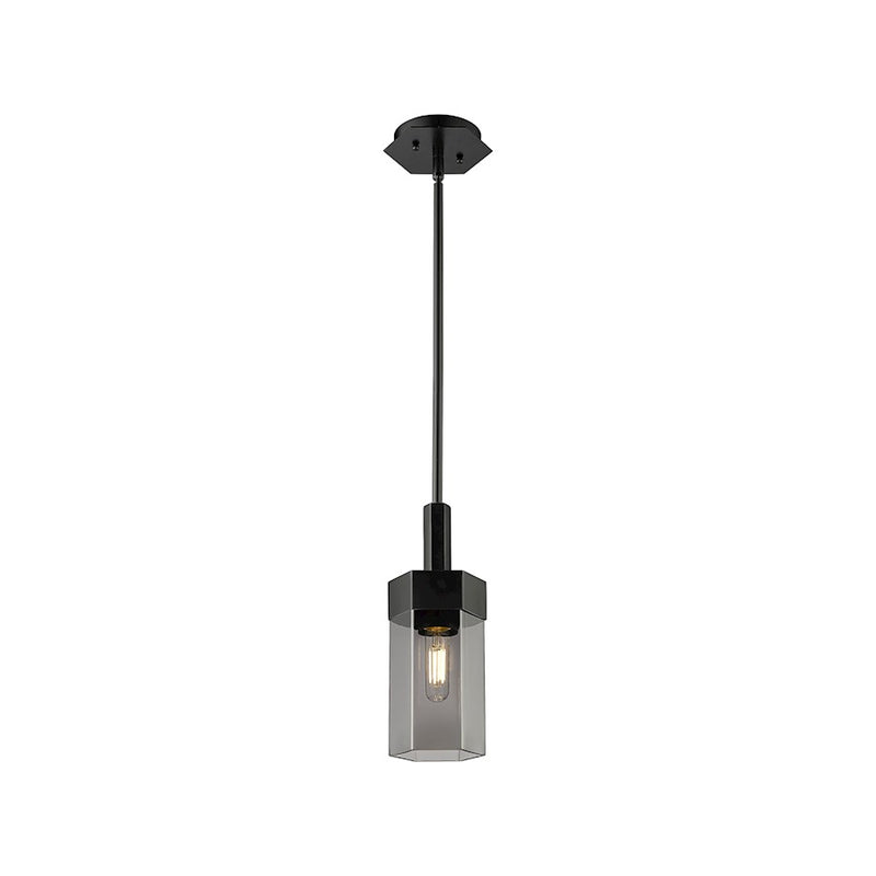 Innovations Claverack 1 Lt 9" Stem Pendant, Black/P Smoke