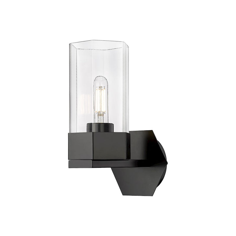 Innovations Claverack 1 Lt 9" Wall Sconce, Black/Clear