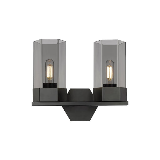 Innovations Claverack 2 Lt 9" Wall Bath, Black/Plated Smoke