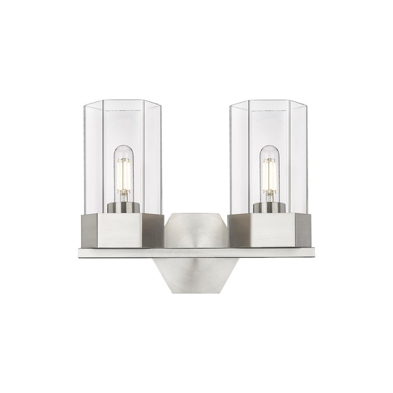 Innovations Claverack 2 Lt 9" Wall Bath, Satin Nickel/Clear