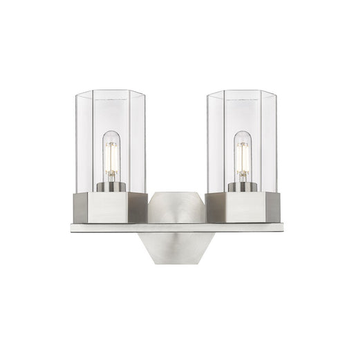 Innovations Claverack 2 Lt 9" Wall Bath, Satin Nickel/Clear