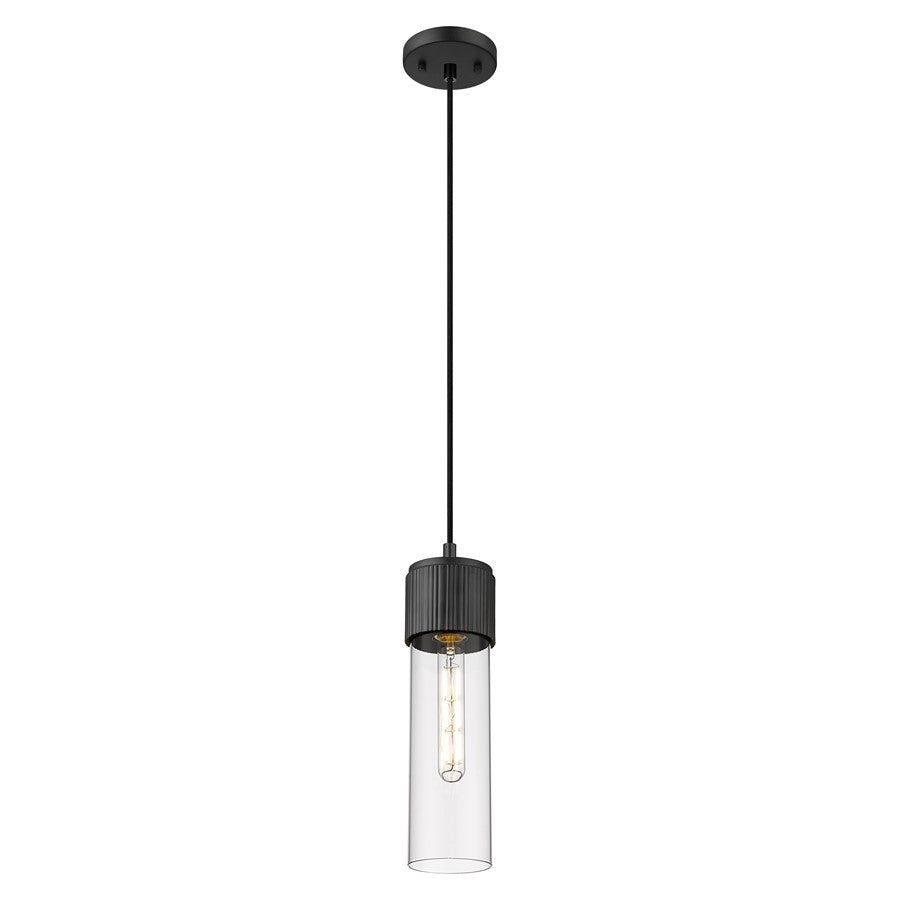 Innovations Bolivar 1Lt 5" Cord Pendant/12" Black/Clear - 428-1P-BK-G428-12CL