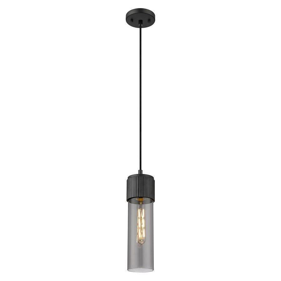 Innovations Bolivar 1Lt 5" Cord Pendant/12" Black/Smoke - 428-1P-BK-G428-12SM