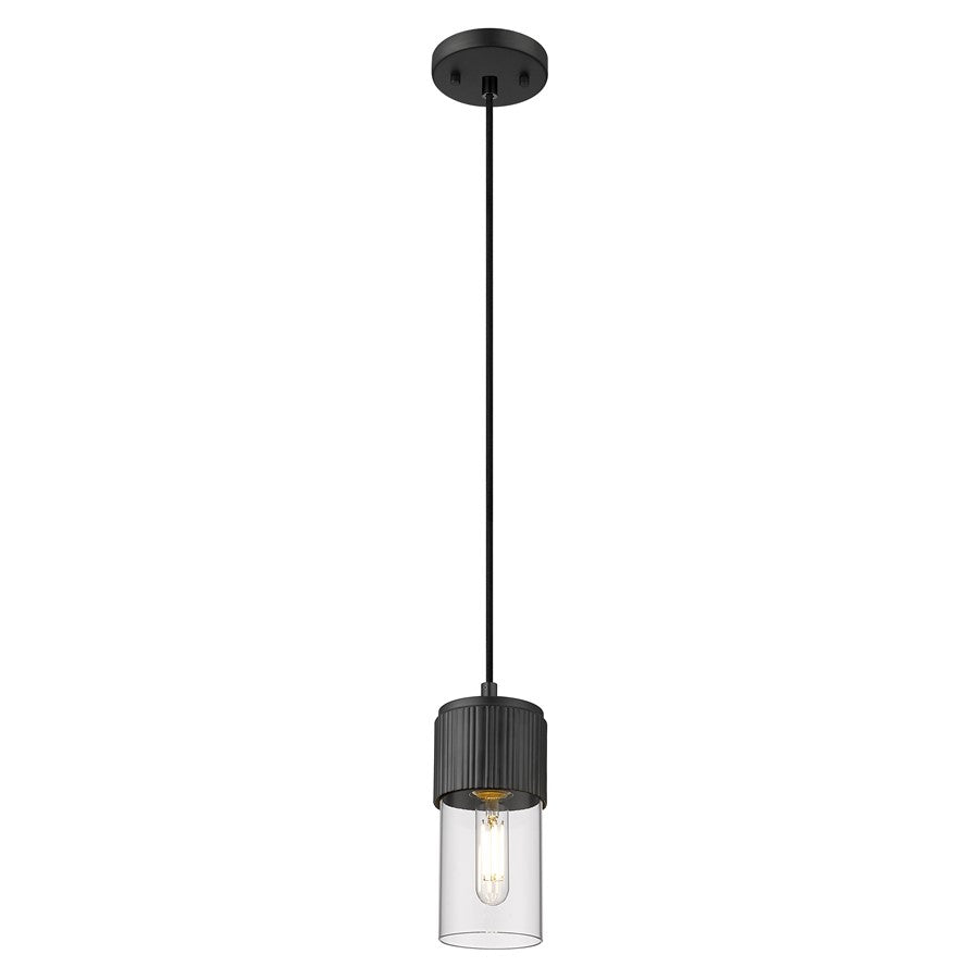 Innovations Bolivar 1Lt 5" Cord Pendant/7" Black/Clear - 428-1P-BK-G428-7CL