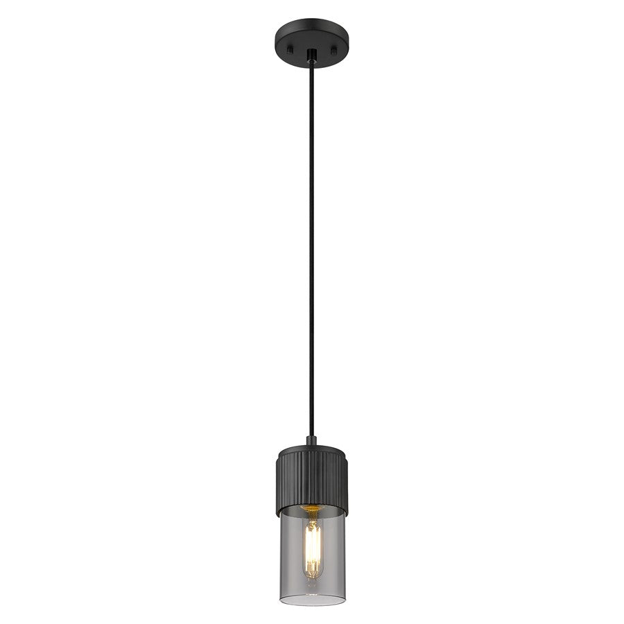 Innovations Bolivar 1Lt 5" Cord Pendant/7" Black/Smoke - 428-1P-BK-G428-7SM