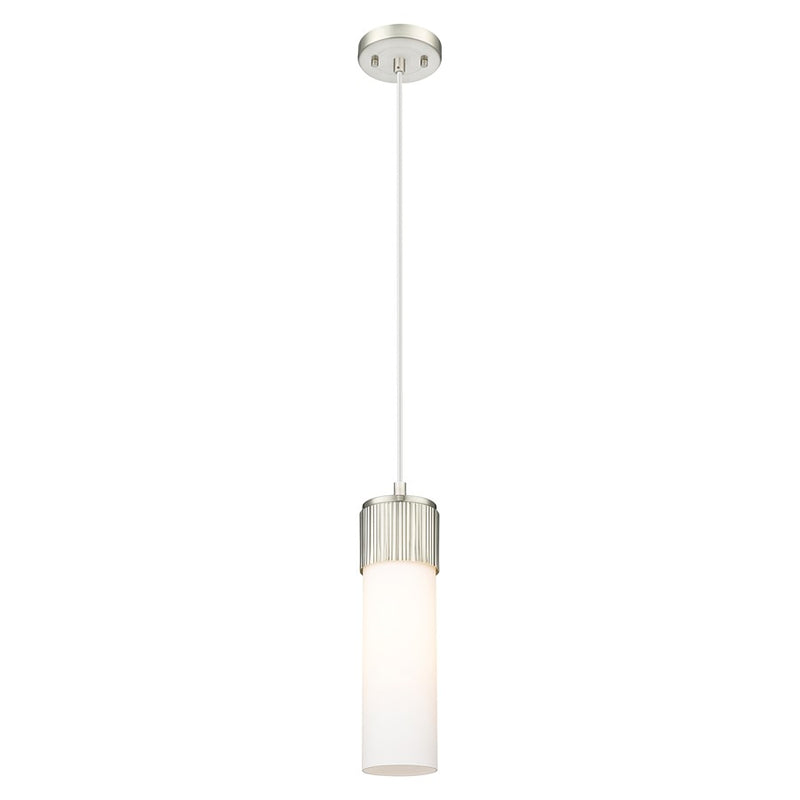 Innovations Bolivar 5" Cord Pendant/12" Satin Nickel/White - 428-1P-SN-G428-12WH
