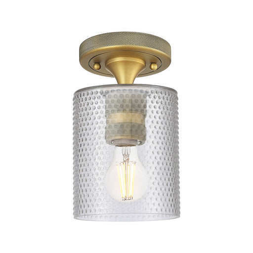 Innovations Cobbleskill 5in 1-Light Flush Mount | Industrial Brushed Brass and Clear Glass | Bathroom & Hallway | Model 434-1F-BB-G112