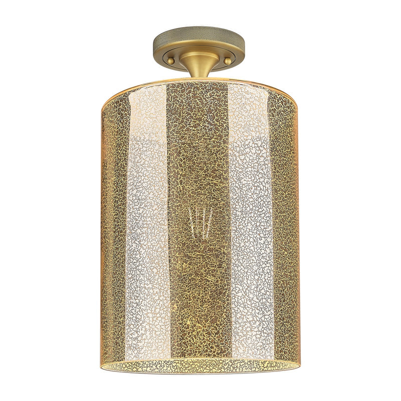 Innovations Cobbleskill 9in 1-Light Flush Mount | Industrial Brushed Brass and Mercury Glass | Hallway & Bedroom | Model 434-1F-BB-G116-L