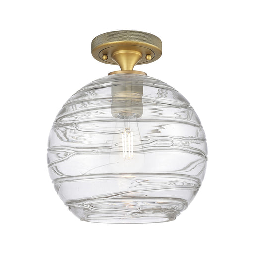 Innovations Crown Point 10in 1-Light Flush Mount | Industrial Brushed Brass and Clear Glass | Kitchen & Hallway | Model 434-1F-BB-G1213-10CL