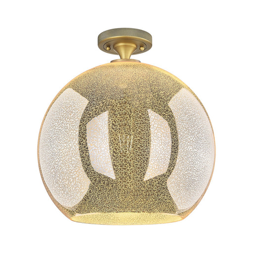 Innovations Astor 14in 1-Light Flush Mount | Industrial Brushed Brass and Mercury Glass | Hallway & Bedroom Ceiling Light | Model 434-1F-BB-G128-14