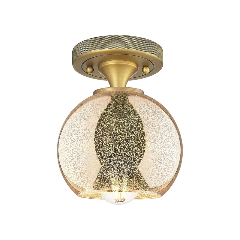 Innovations Athens 6in 1-Light Flush Mount | Industrial Brushed Brass and Mercury Glass | Hallway & Bedroom Ceiling Light | Model 434-1F-BB-G128-6
