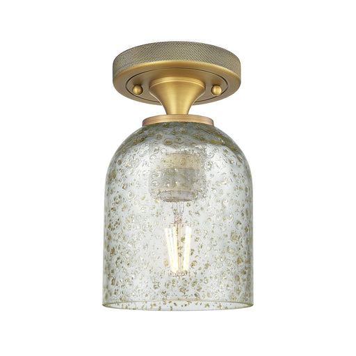 Innovations Caledonia 5in 1-Light Flush Mount | Industrial Brushed Brass and Mica Glass | Hallway & Bedroom | 5 x 8.5 x 5 in | Model 434-1F-BB-G259