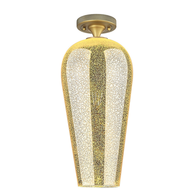 Innovations Chelsea 8in 1-Light Flush Mount | Industrial Brushed Brass and Mercury Glass | Hallway & Bedroom | Model 434-1F-BB-G456-8ME