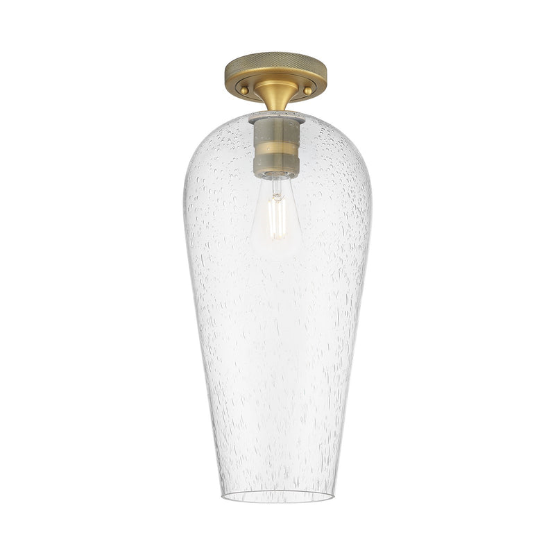 Innovations Chelsea 8in 1-Light Flush Mount | Industrial Brushed Brass and Seedy Glass | Hallway & Bedroom | Model 434-1F-BB-G456-8SDY